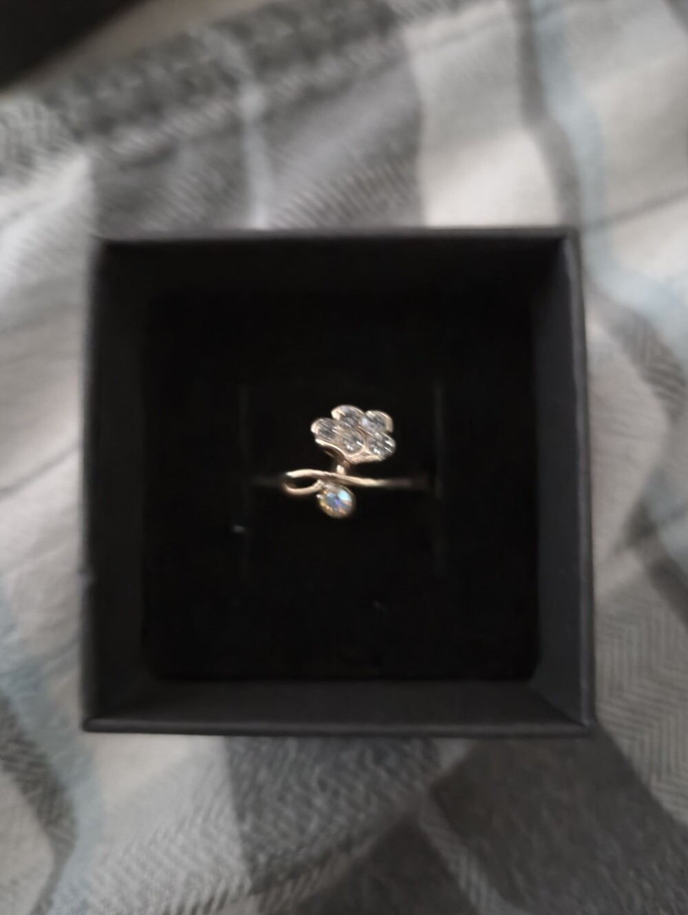14K Gold Plated 925 Silver Flower Ring | Sparkling Floral & Opal Accent | Size 7